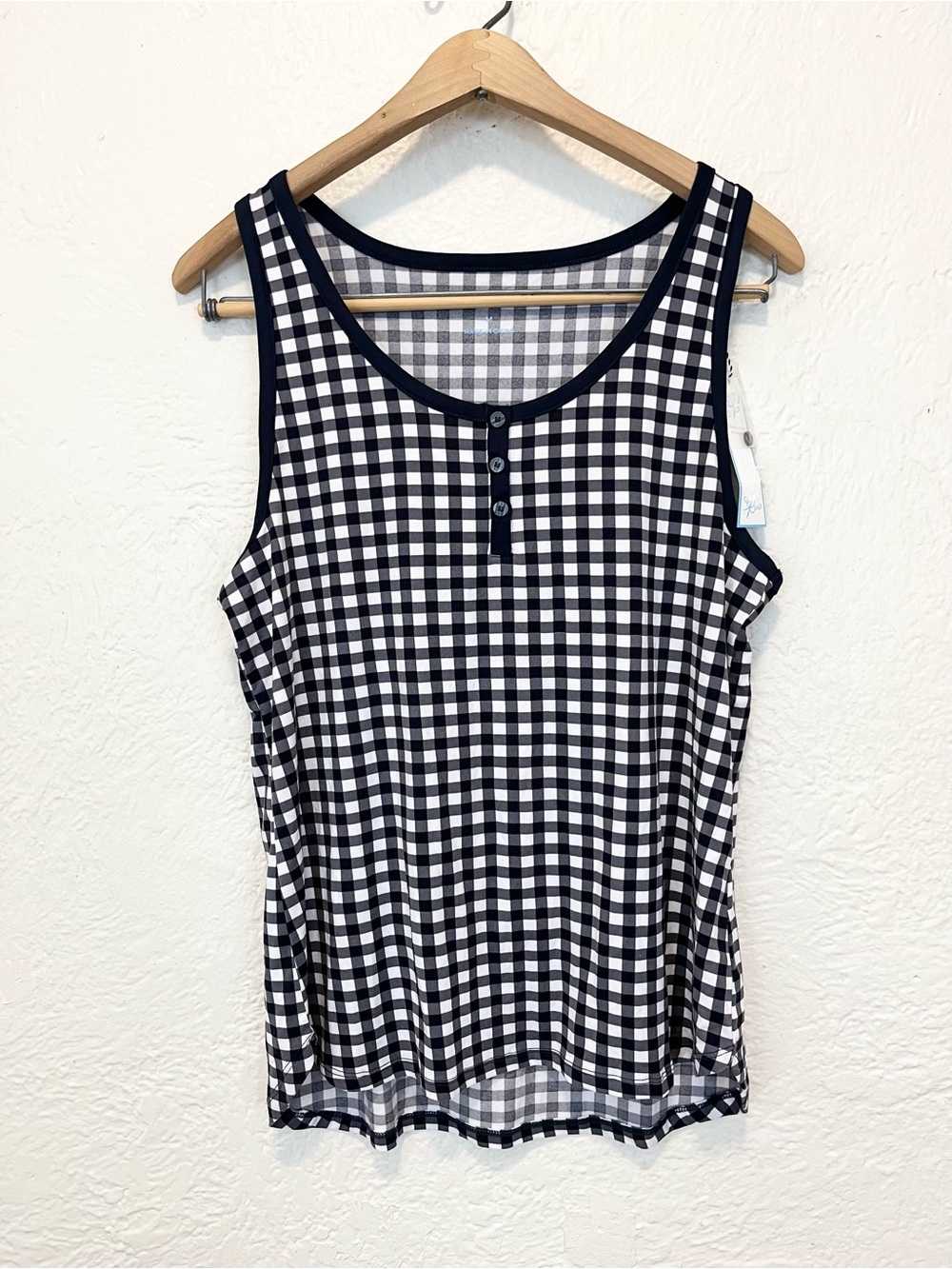 Draper James Sleep Tank Top Navy Blue White Check Medium M